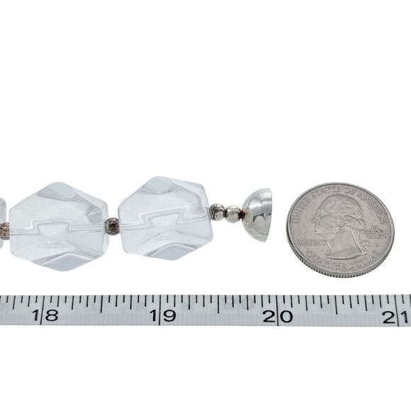 Italian Paola Valentino Sterling Silver 925 Faceted Crystal Magnet Necklace 20" - Picture 2 of 5